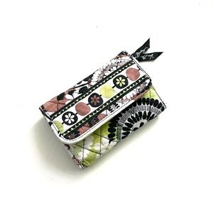 Vera Bradley “Cocoa Moss” Quilted Folding Wallet Snap Closure with Zipper Pocket
